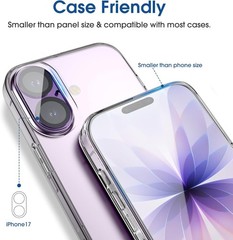 iPhone 17 6.3 Inch Screen & Camera Lens Protectors – 2 Pack, Case Friendly