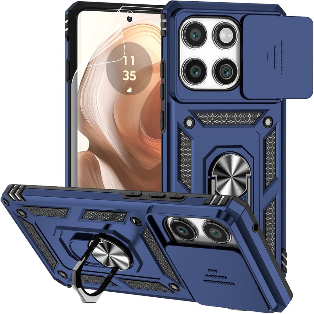 Navy Blue Protective Case for Motorola Edge 2025 with Camera Lens Cover & Screen