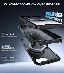 Military-Grade Dual-Layer Shockproof Magnetic Case for iPhone 17e, Heavy Duty Bl