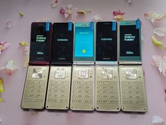 Good Samsung Galaxy Folder SM-G1600 White Red Gold Black Unlocked 4G flip phone