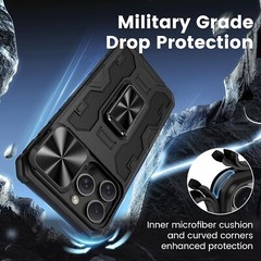 For iPhone 16 Pro Max Case with Heavy Duty Shockproof Protective Cover Kickstand