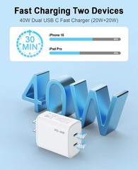 iPhone 17 16 15 Charger, 2 Pack 40W USB C Dual Port Fast Charging Block 6 ft Cab