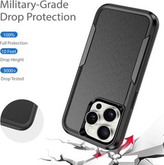 Designed for iPhone 15 Pro Max Case, Heavy Duty Shockproof Dustproof Cover, Blac
