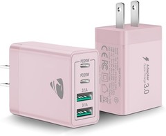 2-Pack Fast Charging Block, 40W USB C Charger Cube, 4-Port QC Wall Plug + PD 3.0
