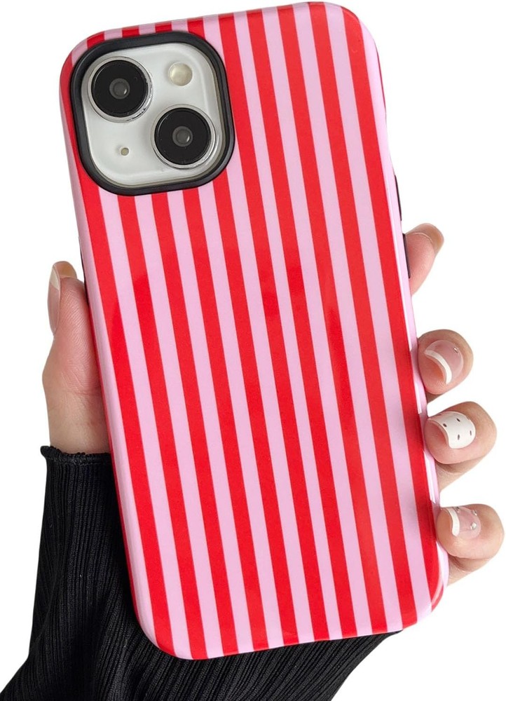 iPhone 14 Plus/15 Plus Case Cute Aesthetic Striped Phone Case for Women Girl
