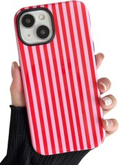 iPhone 14 Plus/15 Plus Case Cute Aesthetic Striped Phone Case for Women Girl