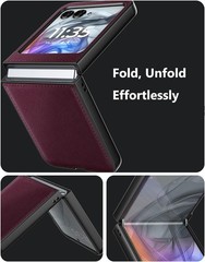 Case for Motorola Razr 2024/2025/2026 – PU Vegan Leather Back & Hard Bumper