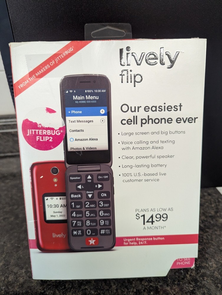 Alcatel Lively Jitterbug 2 Flip Phone Red For Seniors Tested and Works CLEAN