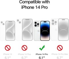 Case for iPhone 14 Pro 6.1-Inch, Non-Yellowing Shockproof Bumper Cover, Clear Ba
