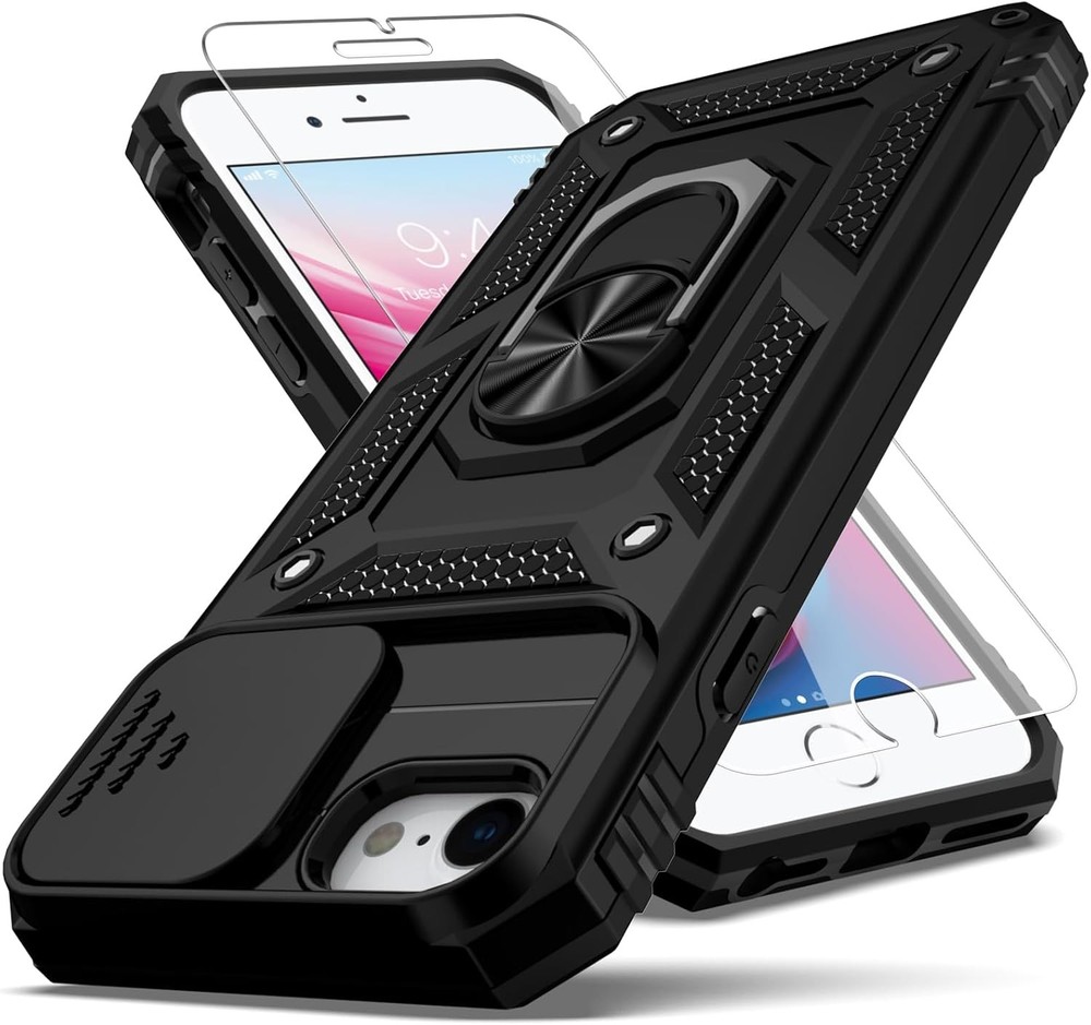 iPhone SE Case 2022/3rd/2020/2nd gen/8/7 with Camera Lens Cover HD Screen Protec