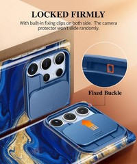 Samsung Galaxy S23 Ultra Case with Slide Camera Cover, Slim Marble Design 6.8″