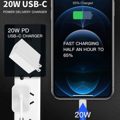 3FT USB-C Cable 20W Fast Charger Wall Adapter Usb For Apple iPhone 14 13 12 11 +
