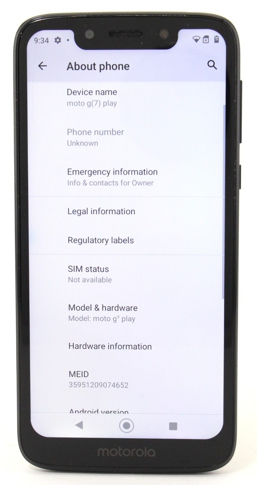 Motorola Moto G7 Play XT1952-3 32GB Verizon Black Smartphone; 6178105