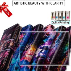 Leather Flip Wallet Case with Colorful Dragonfly Design for Google Pixel 6a