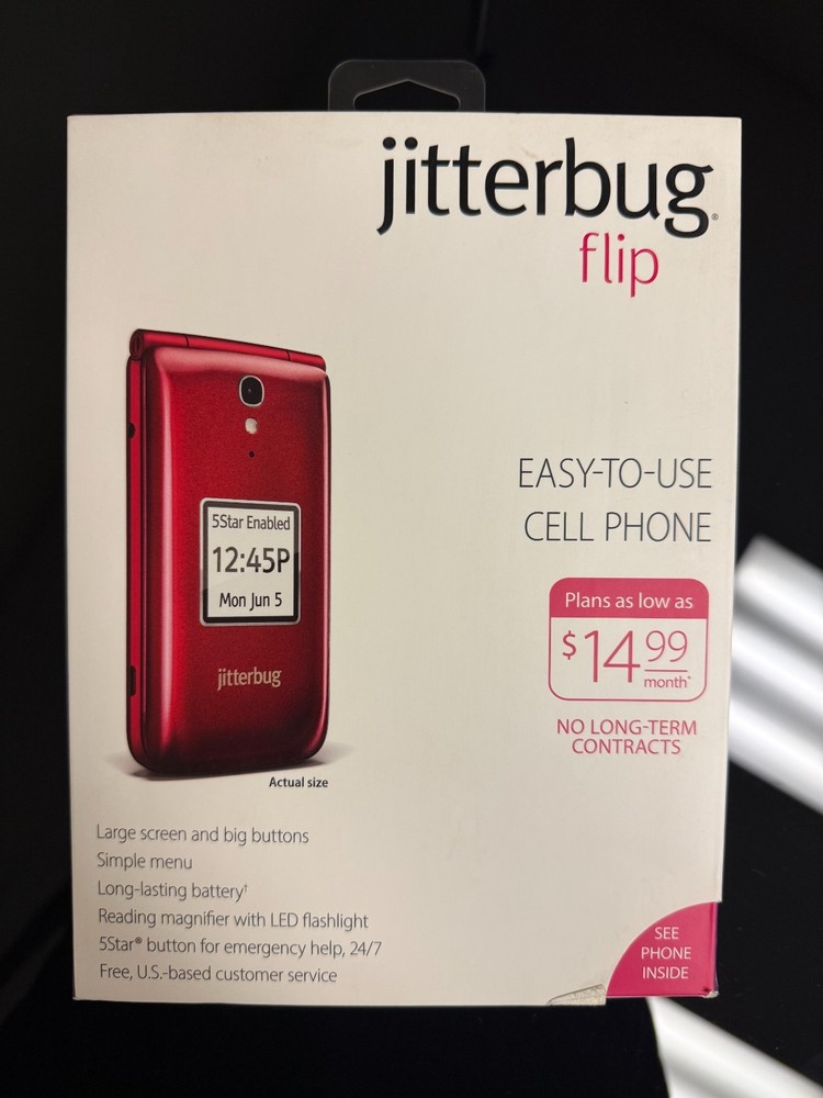 GreatCall Jitterbug Easy-to-Use Cell Phone for Seniors – Red
