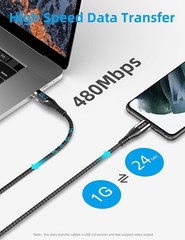 Short USB C to USB C Cable (100W 5A), 1ft Type C Cable with LED Display