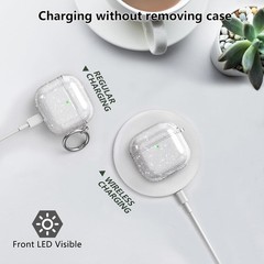 Clear Glitter Case for Airpods 4, Sparkle Bling Shockproof TPU Skin Cover 2024