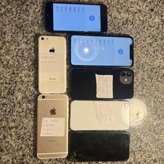 Lot of 7 iPhones 12 iPhone 7 XR Se 2 Black White 64gb 32gb 16gb Broken Cracked