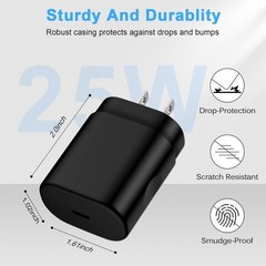 25W USB-C Fast Charger Block for Samsung Galaxy A37 A57 S26 Ultra 6FT