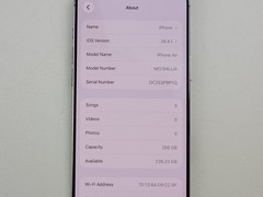 Apple iPhone (17) Air (A3260) 256GB – White (Wi-Fi Only) Smartphone – H7785