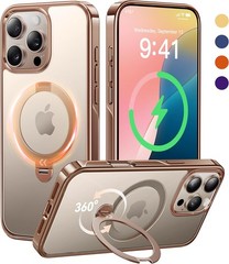 360 Spin Magnetic Stand for iPhone 16 Pro Max Case Desert Titanium Slim Hand-Pol