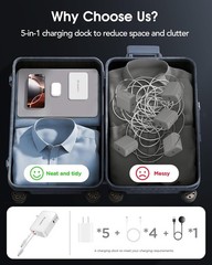 65W MacBook Pro Charger, 5-in-1 Retractable Wall Plug for iPhone 17, Fast Chargi
