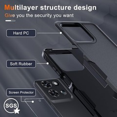 RMOCR Black Matte Protective Case for Moto G 5G 2025, Rugged Shockproof Design