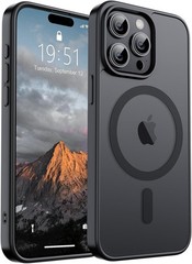 Translucent Matte Shockproof Phone Cover Case for iPhone 15 Pro Max, Magnetic Bl