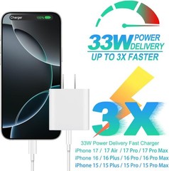 iPhone 17 16 15 Charger 33W Fast Charging Type C Wall Adapter 2Pack with 6ft Cab