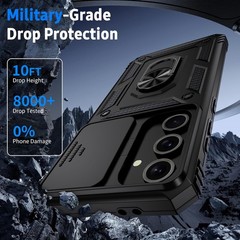 Samsung Galaxy A16 5G Case with Camera Lens Cover, 10 FT Drop Protection, Black