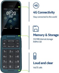 Original Nokia Flip 2780 4GB WIFI GSM Unlocked LTE 4G KAIOS Mobile Phone 1-SIM