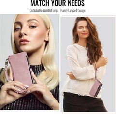 for Moto G Stylus 5G (2025 & 2026) Case, RFID Blocking Leather Flip Wallet Rose