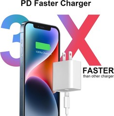 20W USB-C Fast Charger Block for iPhone 17/17 Pro Max 10FT Cable