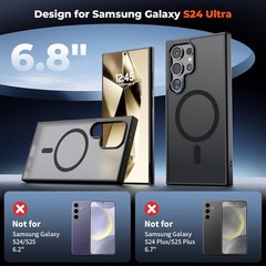 Sparkly Black Military Grade Case with Stand for Samsung Galaxy S24 Ultra
