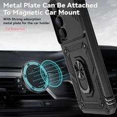 Samsung Galaxy A55 5G Case with Slide Camera Cover & HD Screen Protector, Milita