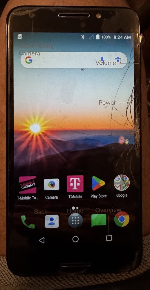 T-Mobile REVVL – 32GB 5049w Black (T-Mobile) Smartphone Fast Ship Cracked Glass