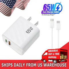 65W Power Adapter Duo Wall Charger 1 USB-C Cables For Samsung Galaxy S23 S22plus