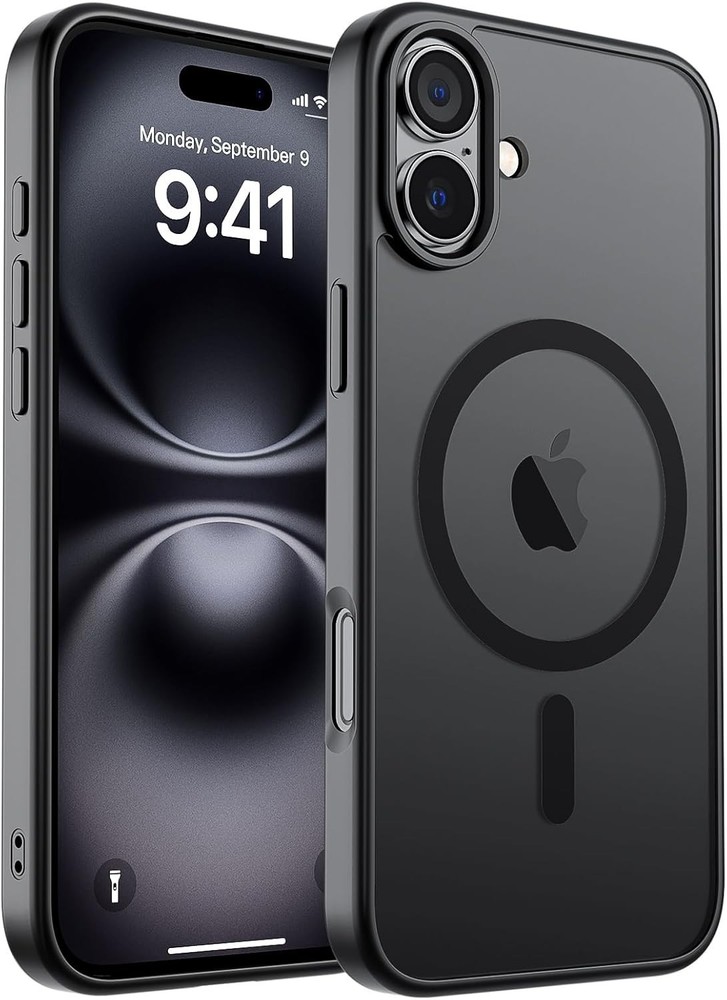 Magnetic for iPhone 16 Plus Case, Military Grade Drop Protection, Black Cover