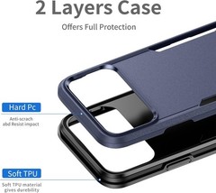 For iPhone 17 Pro Max Case Heavy Duty Rugged Shockproof Durable Cover-Blue