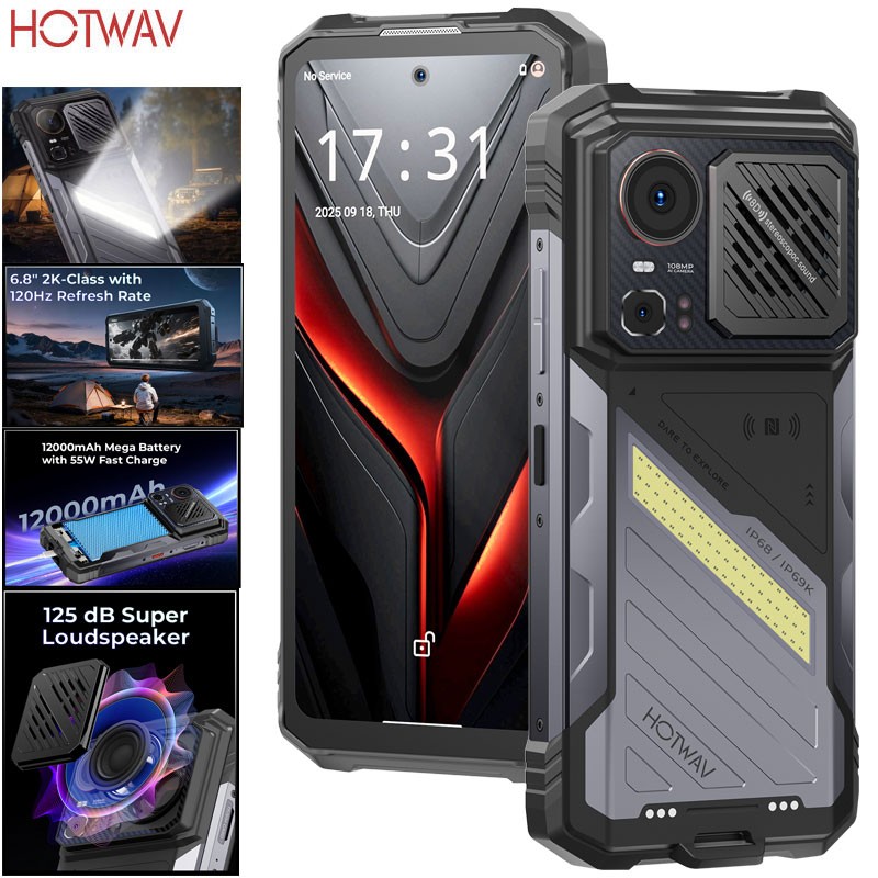 5G HOTWAV Hyper 8 Pro Android 15 AI Rugged Phone Outdoor Night Vision 32+512GB