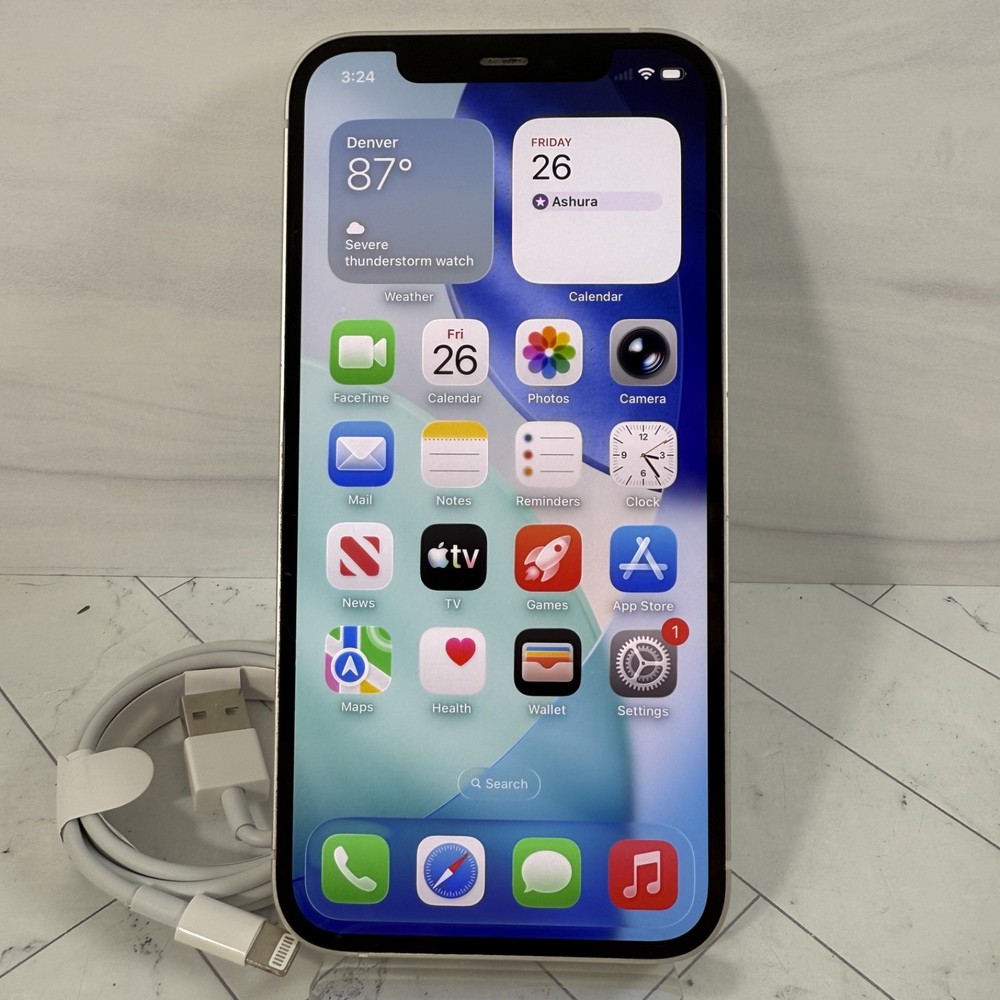 Apple iPhone 12 128 GB White A2172 Unlocked Verizon AT&T T-Mobile #H54