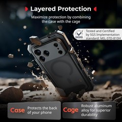 Mobile Video Cage for iPhone 17 Pro Max, Phone Case/TPU Soft Frame/T-Mount