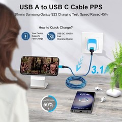 3 Pack 3.1A USB-C Fast Charger Adapter for iPhone 17/16, Samsung Galaxy S25 Ultr
