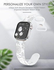 Floral Engraved Band Compatible with Apple Watch Bands 38/40/41/42/44/45/46/49mm