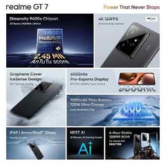 realme GT 7 Factory Unlocked-Dual SIM-Global Version-12GB RAM 256GB ROM-Black