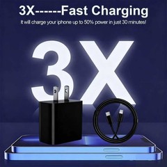 2 Pack 20W Type-C Fast Charger Block for iPhone 14/13/12/12 Pro Max 6FT