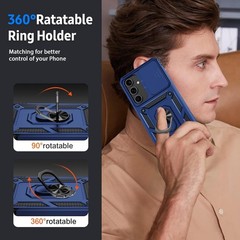 For Samsung Galaxy S25 Case with 1x Screen Protector, Ring Holder Kickstand,Blue
