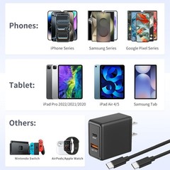 25W Super Fast Charger Wall Adapter for Samsung Galaxy A17 5G/A16 6.6ft Cable