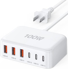 100W USB-C Fast Wall Charger for iPhone 17, iPad, 5ft Cord