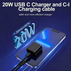 2 Pack 20W Type-C Fast Charger Block for iPhone 14/13/12/12 Pro Max 6FT